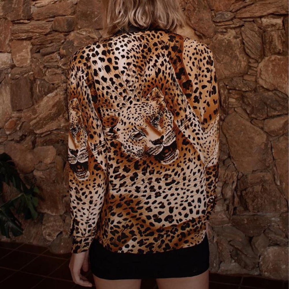 Vintage 80s Bloomingdale’s Leather and Silk Blouse